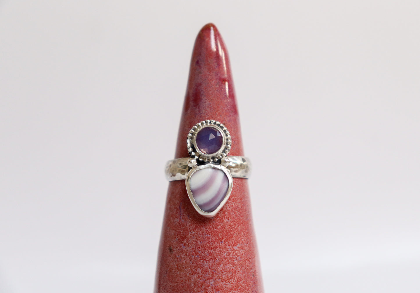 Lavender Quartz + Quahog Shell Ring: ooak