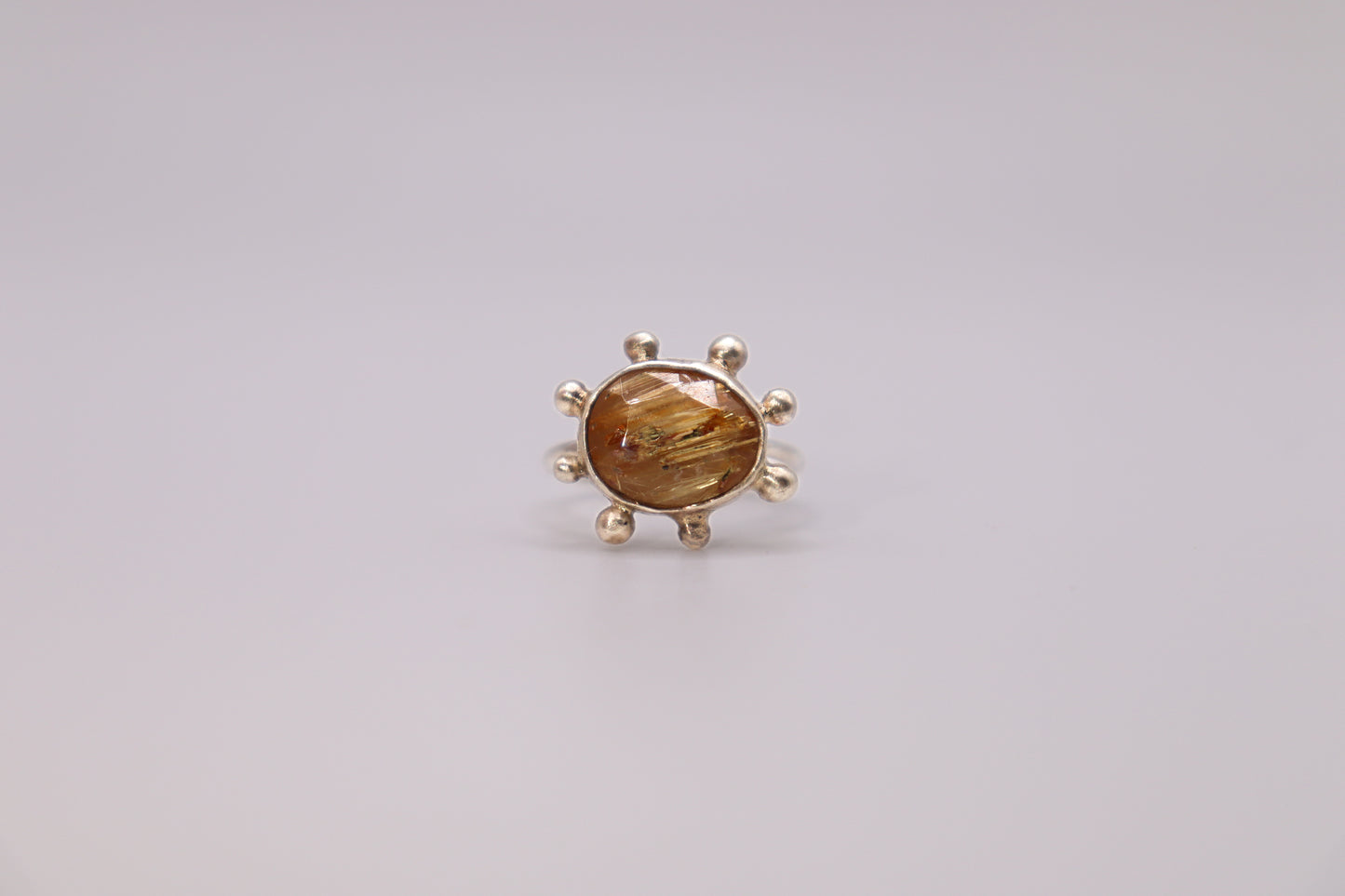 Golden Rutilated Quartz Bubble Ring
