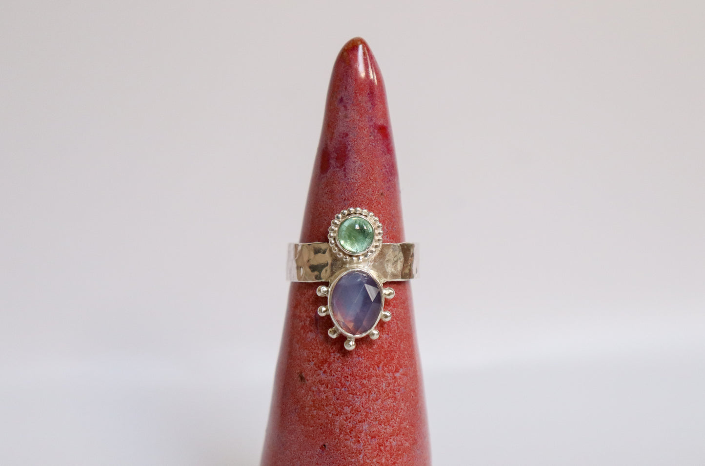 Lavender Quartz + Tourmaline Ring: ooak
