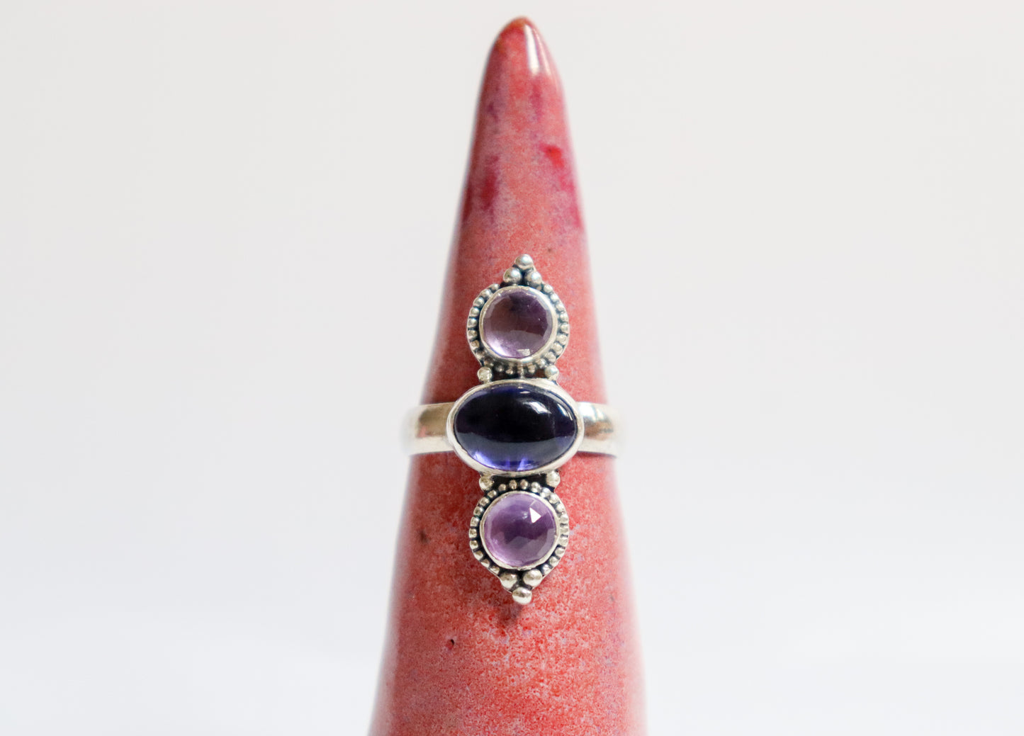 Amethyst & Iolite Trio Ring: ooak