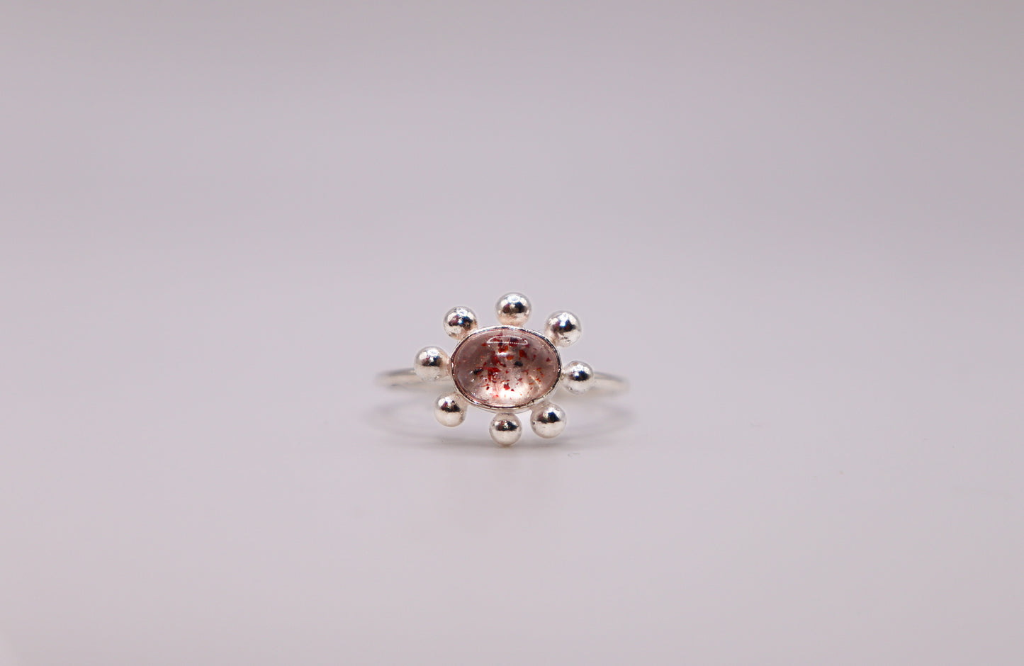 Lepidolite in Quartz Bubble Ring