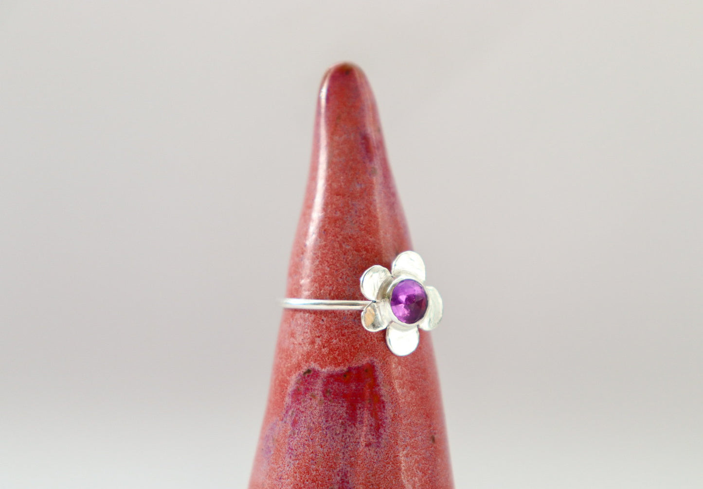 Dark Amethyst Flower Ring