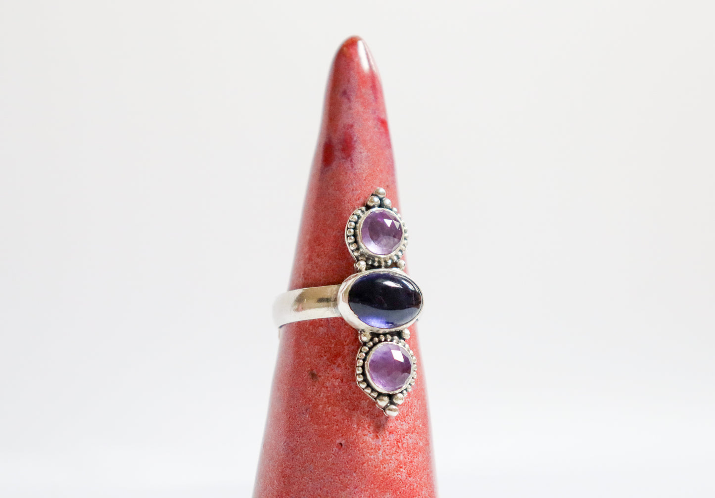 Amethyst & Iolite Trio Ring: ooak