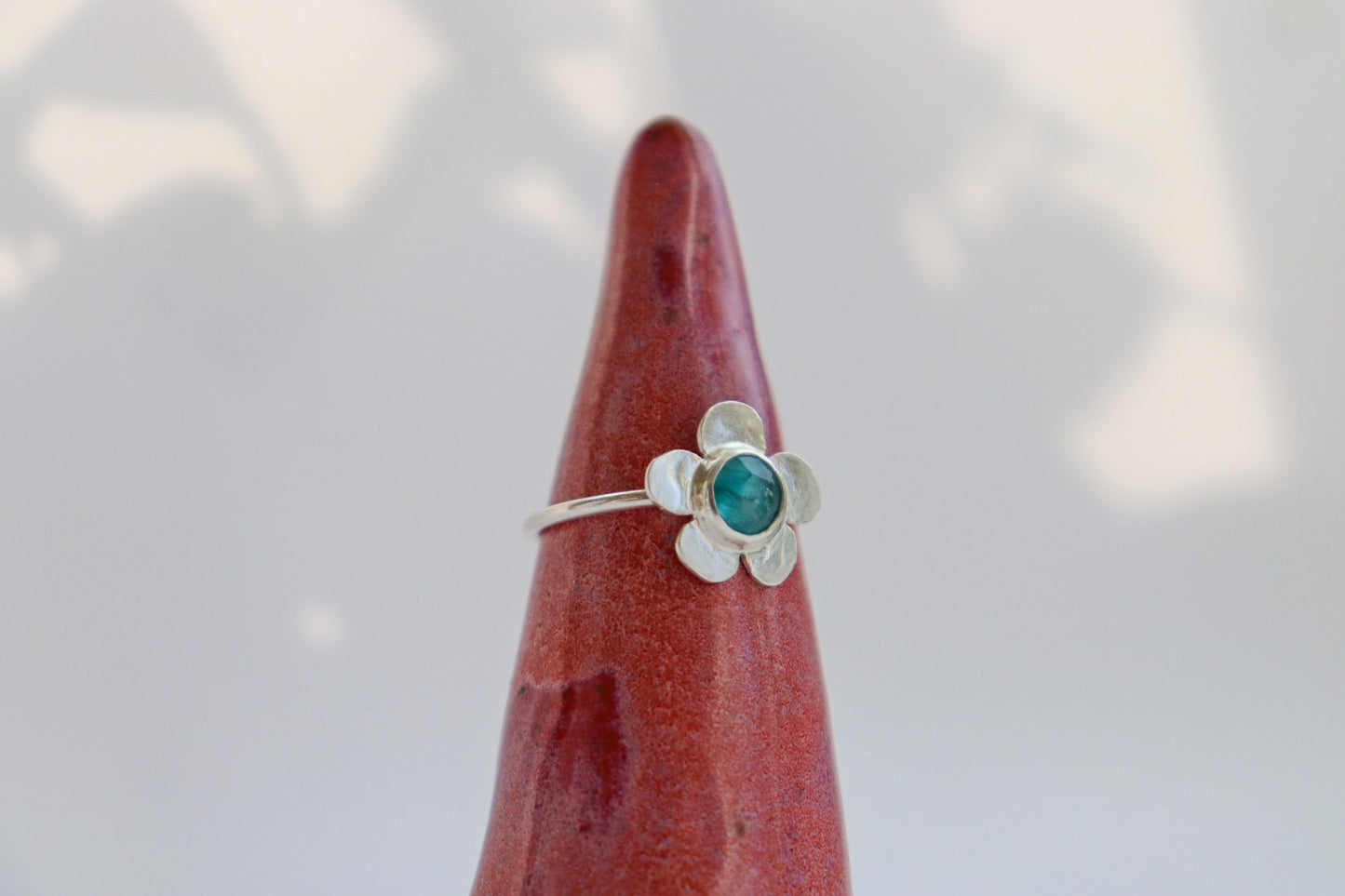 Teal Kyanite Flower Ring