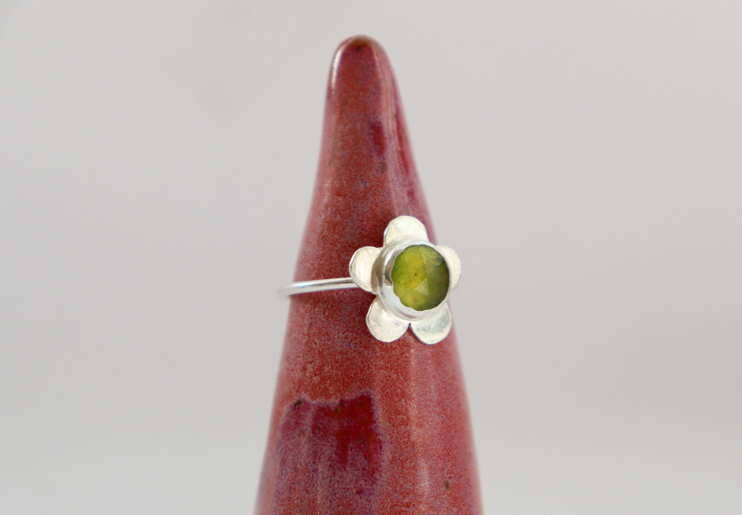 Vesuvianite Flower Ring