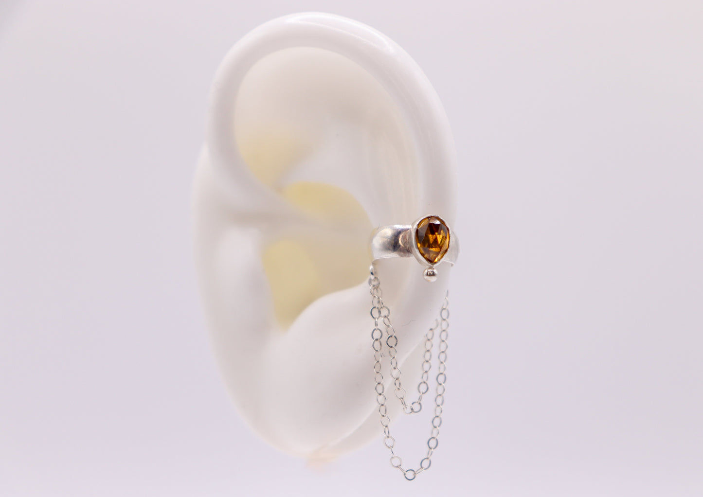 Double Chain Ear cuff: Golden Zircon