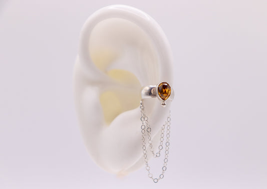 Double Chain Ear cuff: Golden Zircon
