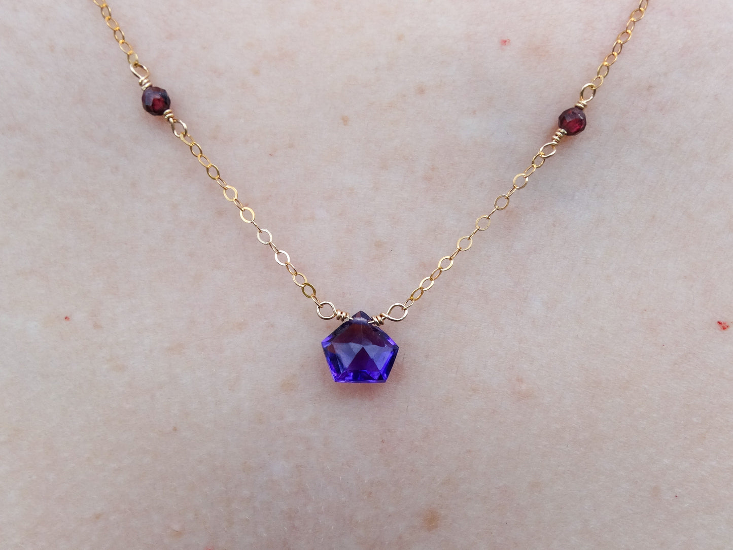 Harlow Necklace: Amethyst + Garnet