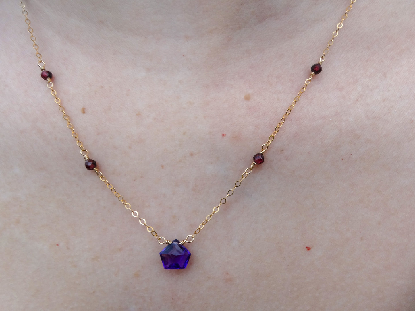 Harlow Necklace: Amethyst + Garnet