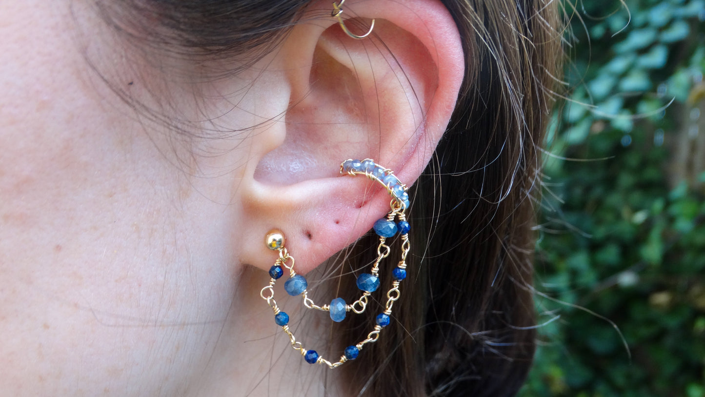 Aurora Cuff: Lapis, Quartz, and Crystal