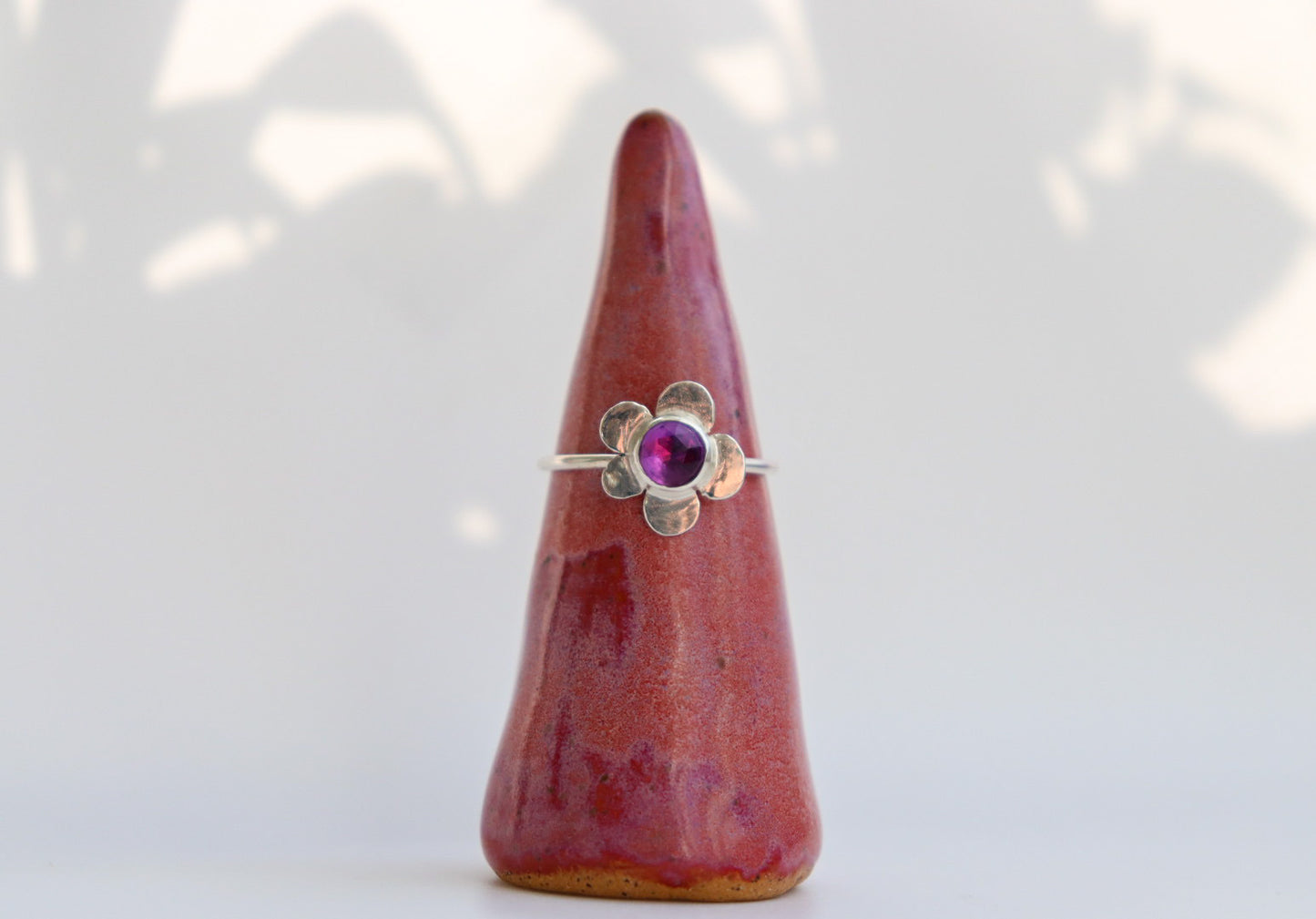 Dark Amethyst Flower Ring