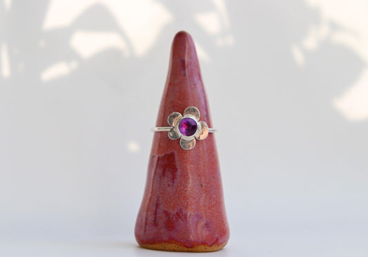 Dark Amethyst Flower Ring