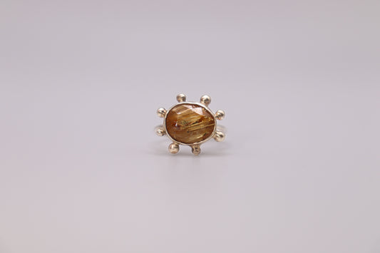Golden Rutilated Quartz Bubble Ring
