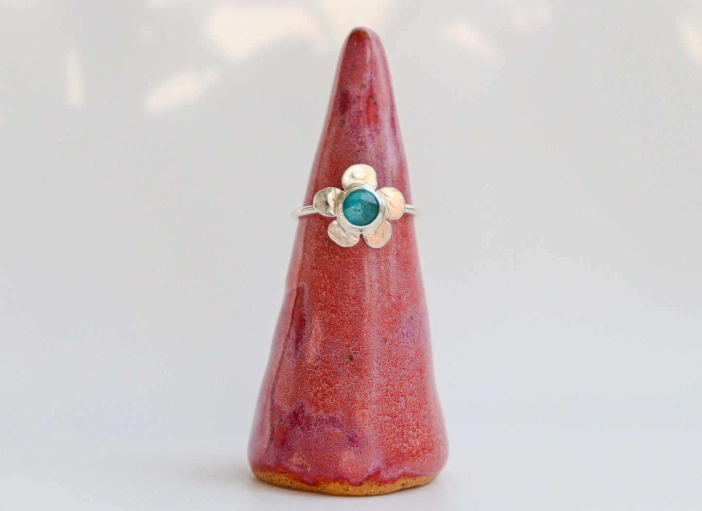 Teal Kyanite Flower Ring