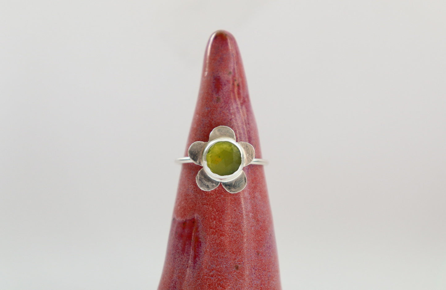Vesuvianite Flower Ring