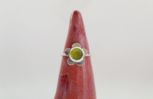 Vesuvianite Flower Ring