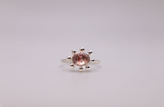 Lepidolite in Quartz Bubble Ring