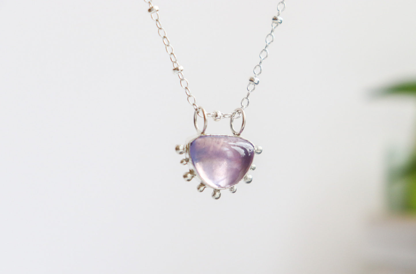 Hemi-Bubble Lavender Quartz Necklace
