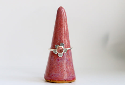 Strawberry Quartz Flower Ring