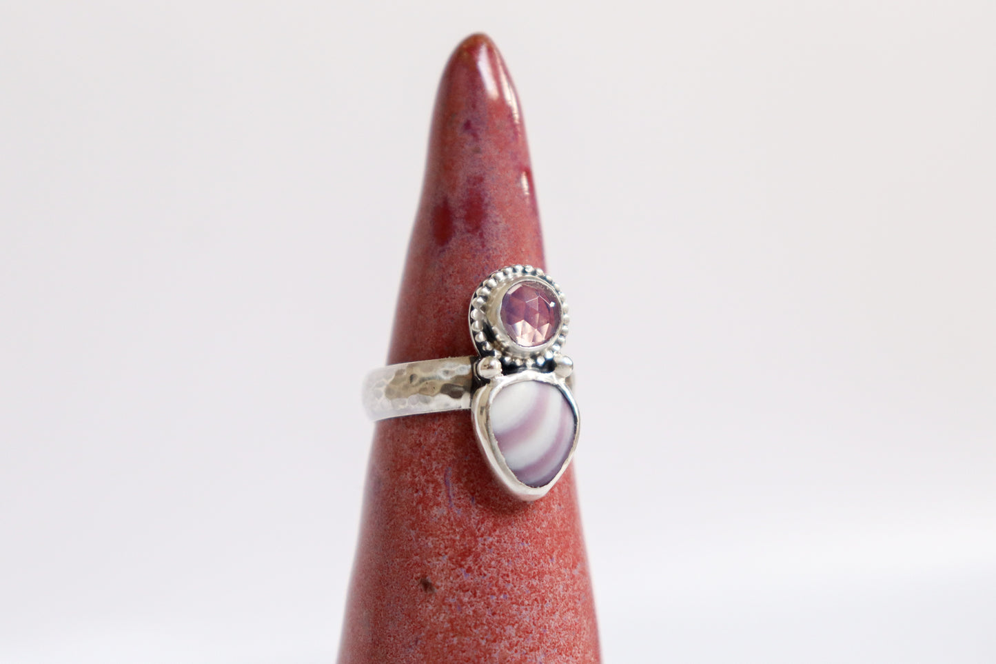 Lavender Quartz + Quahog Shell Ring: ooak