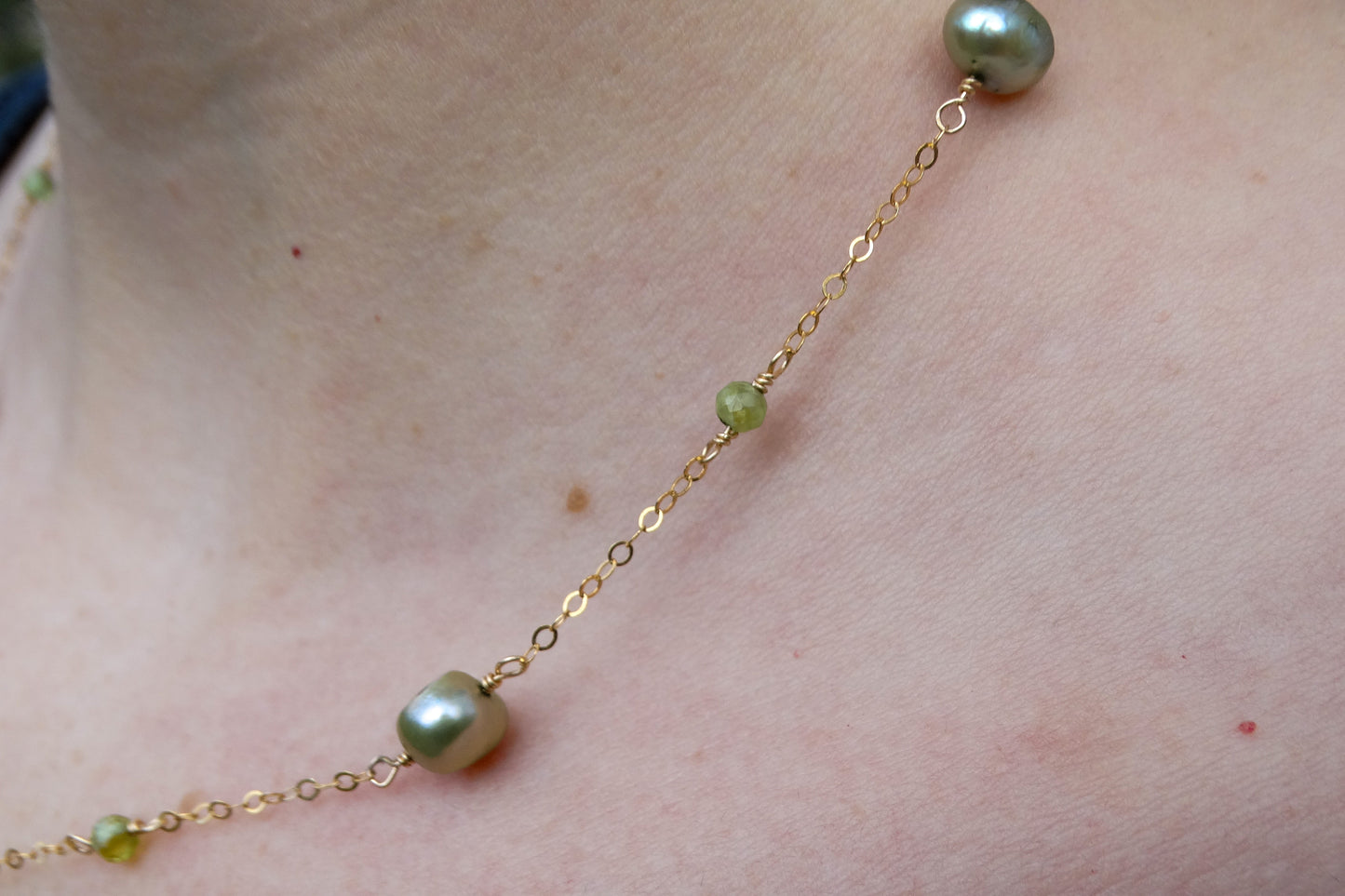 Rosie Necklace: Pearl + Peridot