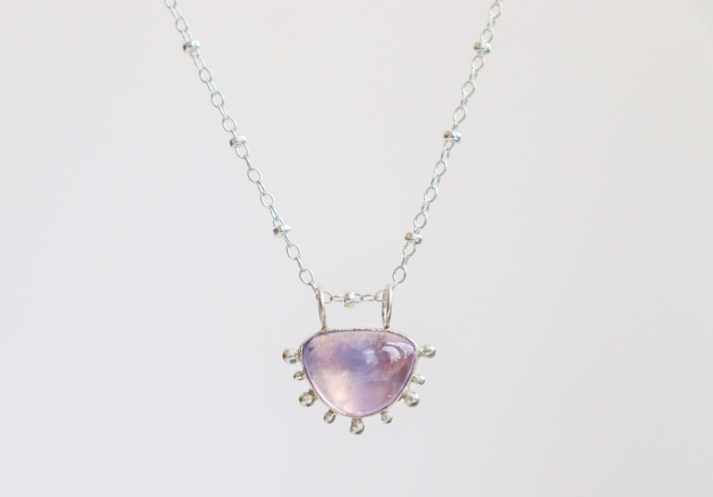 Hemi-Bubble Lavender Quartz Necklace