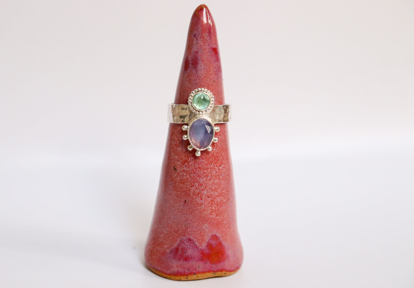 Lavender Quartz + Tourmaline Ring: ooak