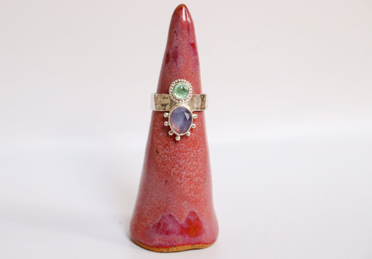 Lavender Quartz + Tourmaline Ring: ooak