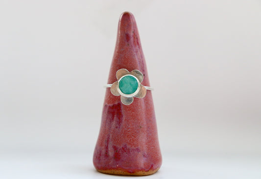 Amazonite Flower Ring