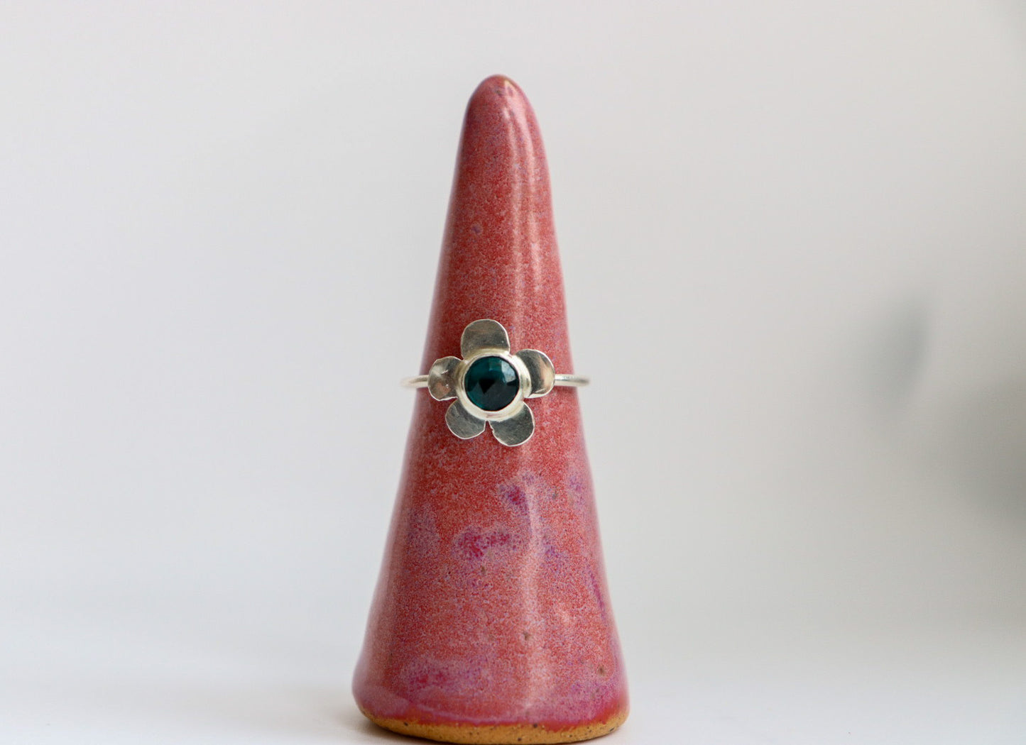 Dark Blue Kyanite Flower Ring