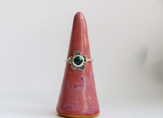Dark Blue Kyanite Flower Ring