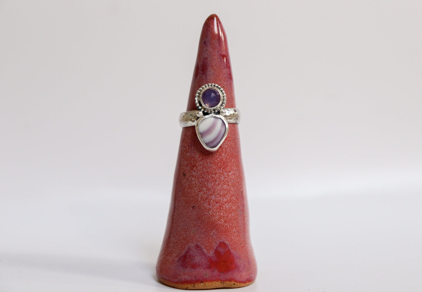 Lavender Quartz + Quahog Shell Ring: ooak